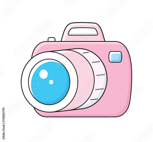 Pink photo camera isolated vector illustration