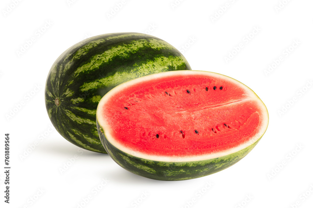 Watermelon with half isolated on white Watermelon with half isolated on white