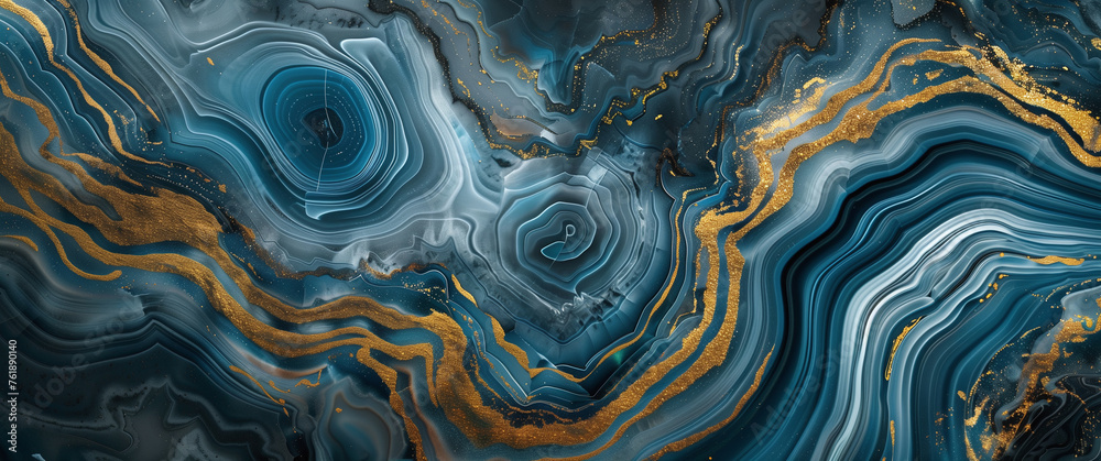 Golden Swirls on Blue Abstract Marble Texture Golden Swirls on Blue Abstract Marble Texture