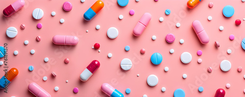 pills and tablets banner with copy space area high quality