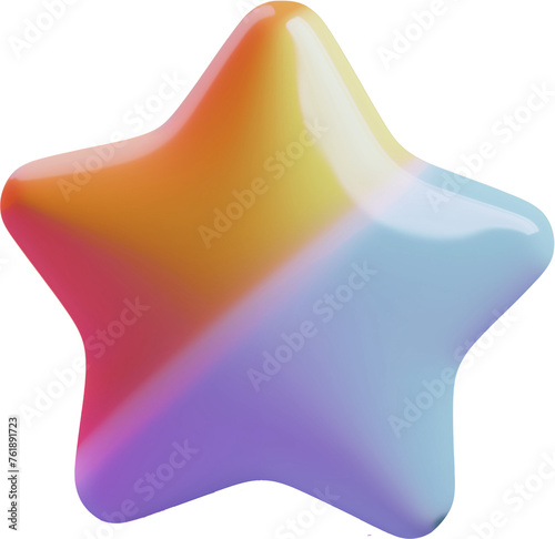 Star 3d icon.with a Nintendo style. pink  purple  blue. smooth and glossy. Cute  girlish style. realistic use of light and color  soft color gradient  honey style.