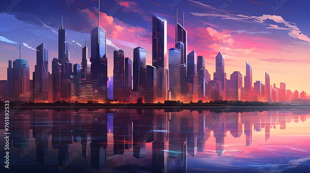 Fototapeta premium country skyline at sunset