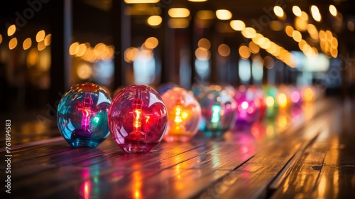 Wallpaper Mural Colorful Lights on Wooden Table Torontodigital.ca