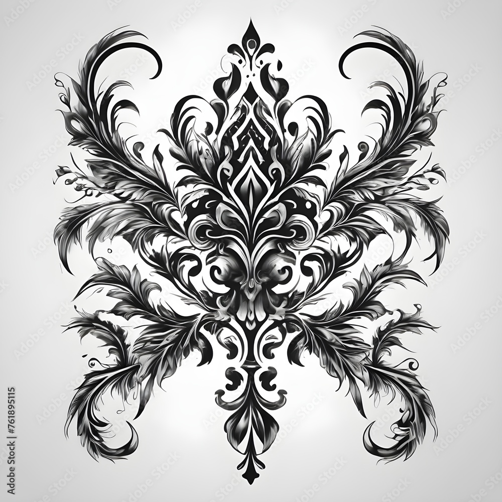 Ornamental black tattoo designs on white background