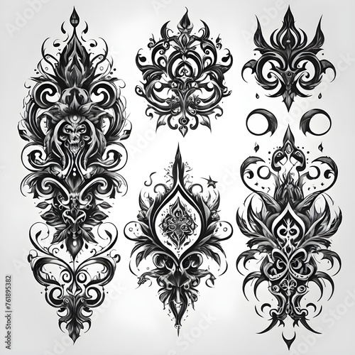 Ornamental ethnic tattoo design on white background © Sultan