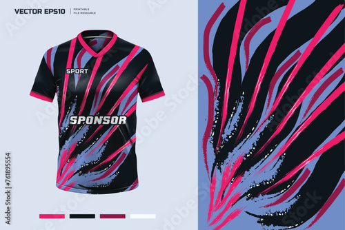 T-shirt mockup sport shirt template design for soccer jersey football kit. abstract splash design fabric textile for sublimation. vector eps file.
