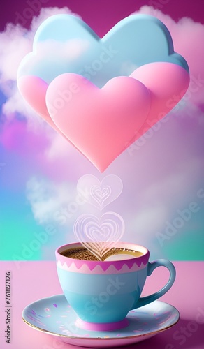 Hearts and coffee background 