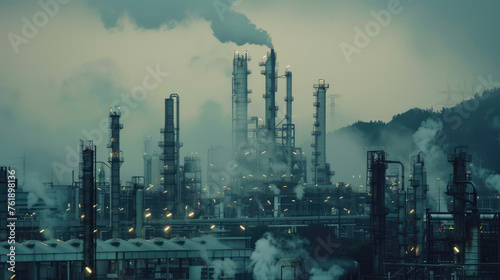 View of beautiful Petrochemical/oil and gas/chemical plant