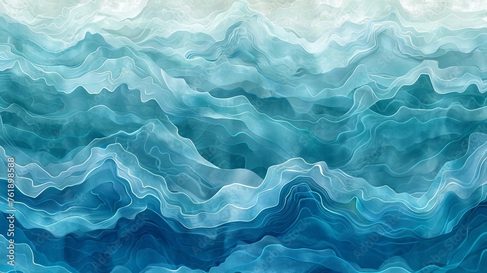 Abstract ocean wave texture in blue, aqua, and teal, water banner graphic resource