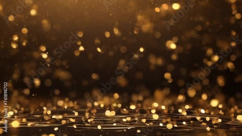abstract background gold bokeh circles, motion