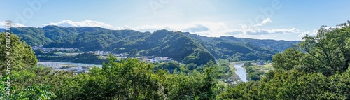 展望台から見下ろす千曲川のパノラマ情景