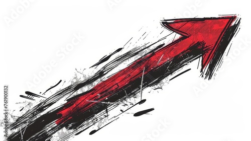 Hand Drawn Red Arrow Pointing Upward, Dynamic Sketch Illustration Symbolizing Growth and Success