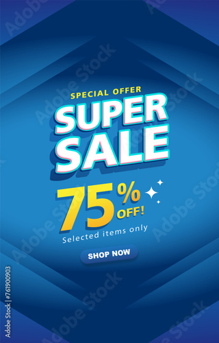 special offer super sale discount template banner with blank space for product sale with abstract gradient blue background design2
