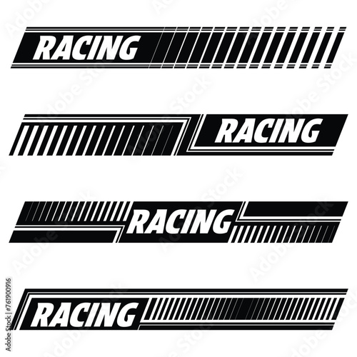 Racing black sport decals set