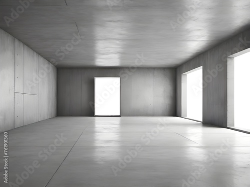 empty room and concrete floor. 3d illustration.