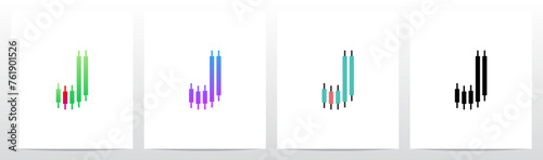 Candlestick Pattern Market Trading Letter Initial Logo Design J