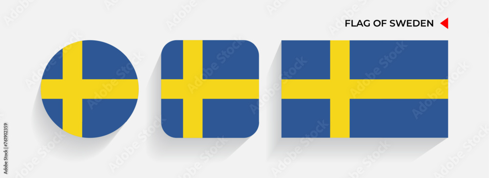 Sweden Flags arranged in round, square and rectangular shapes Sweden Flags arranged in round, square and rectangular shapes