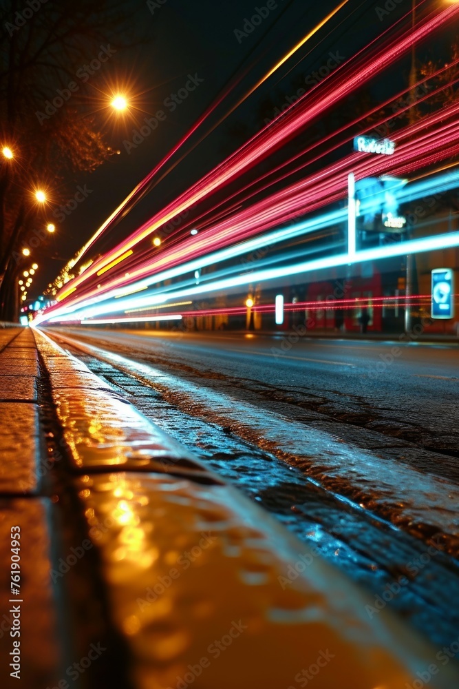 Traffic light trails on the street at night Traffic light trails on the street at night
