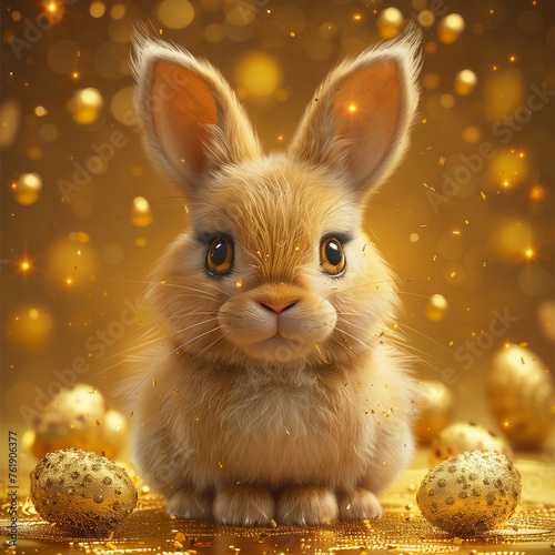  Easter scenes.Beautiful realistic illustration with a golden background. 