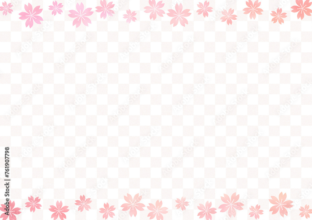 桜フレーム(上下)×市松模様