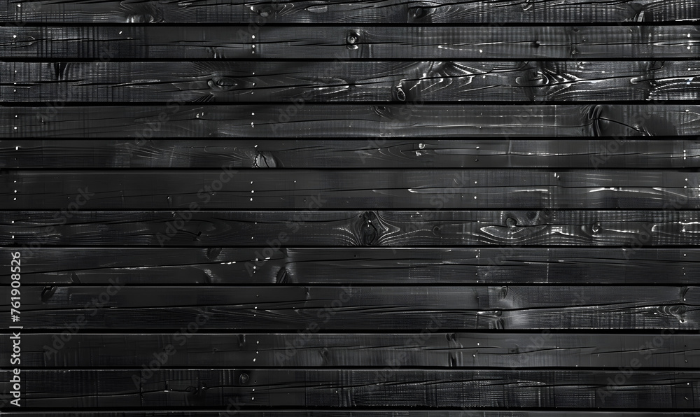 dark horizontal wood planks pattern, Generative AI  - obrazy, fototapety, plakaty 