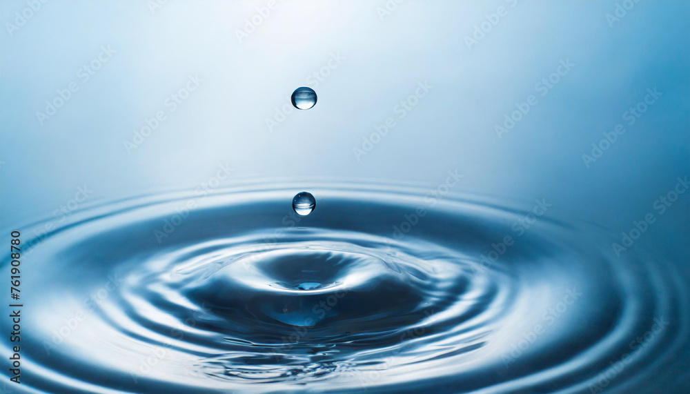 Clear water drop with circular ripples, symbolic of purity and tranquility Clear water drop with circular ripples, symbolic of purity and tranquility