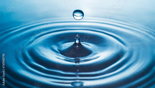 Clear water drop with circular ripples, symbolic of purity and tranquility