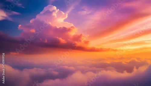 abstract cloudscape at sunset with orange, purple, and red hues