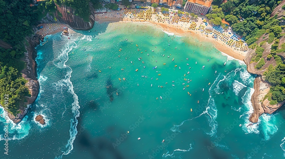 Panorama seen from above of Rio de Janeiro beach.