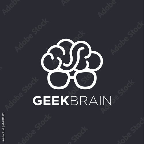 Glasseye and brain Logo icon vector, smart and thinker addict logo vector template on dark background