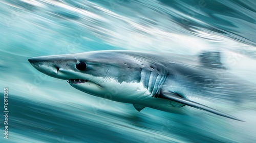A striking image of a mako shark in full motion, showcasing the incredible speed and agility of this marine predator underwater.