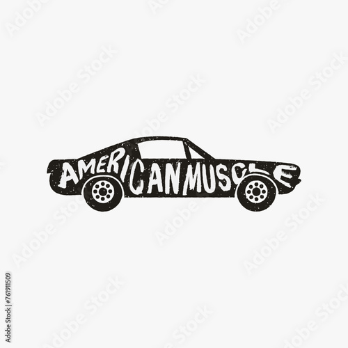Vintage retro classic American car vector template on white background