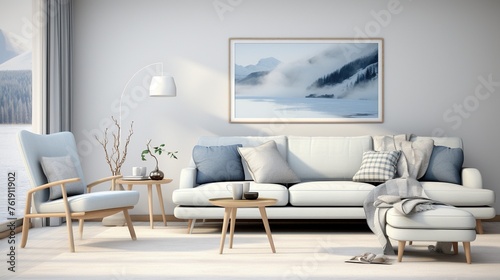 Modern interior composition of living room with aesthetic background  © Faisal