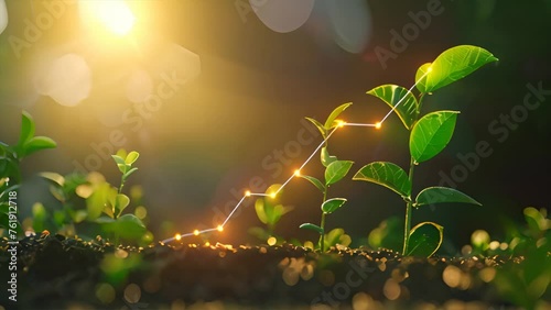 Nurturing Your Wealth: Investment Graph Sprouts Into Growth Alongside a Thriving Plant photo