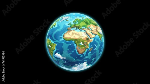 3d cartoon earth spinning animation with transparent background. Generative AI