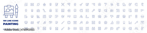 100 icons Painting collection. Thin line icon. Editable stroke. Painting icons for web and mobile app. photo