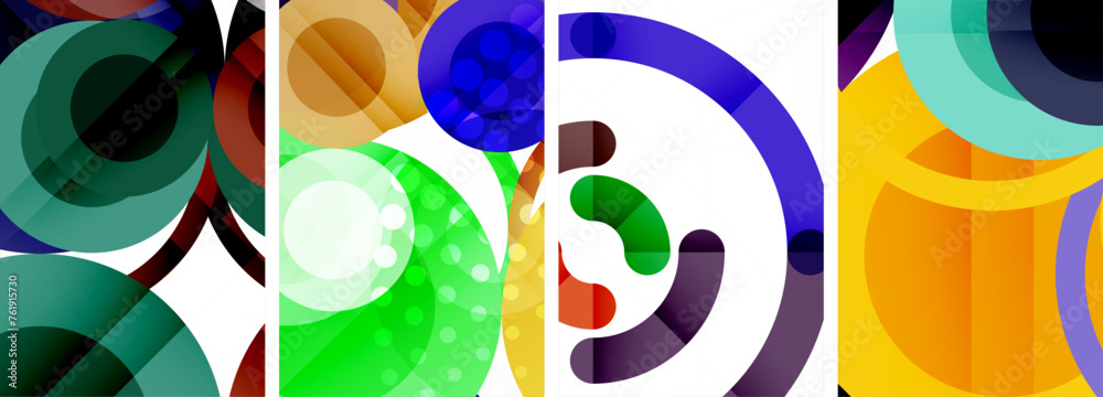 Charming geometric abstract posters. Mesmerizing set of circles, each design a harmonious blend of form and color. Elevate your design with modern, visually striking art