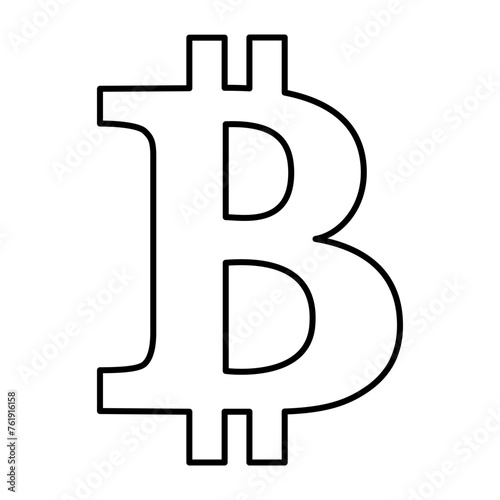 Bitcoin crypto coin symbol isolated contour vector illustration. Cryptocurrency sign. Trading financial market clipart cutout design element.Virtual investment digital currency. Blockchain technology