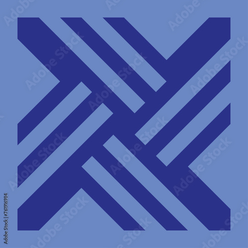 vector monogram design for ceramics or tiles with dark blue color and light blue background.