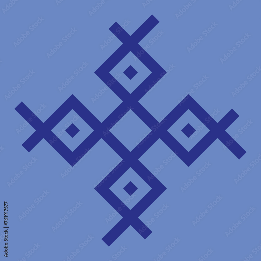 Obraz premium vector monogram design for ceramics or tiles with dark blue color and light blue background.
