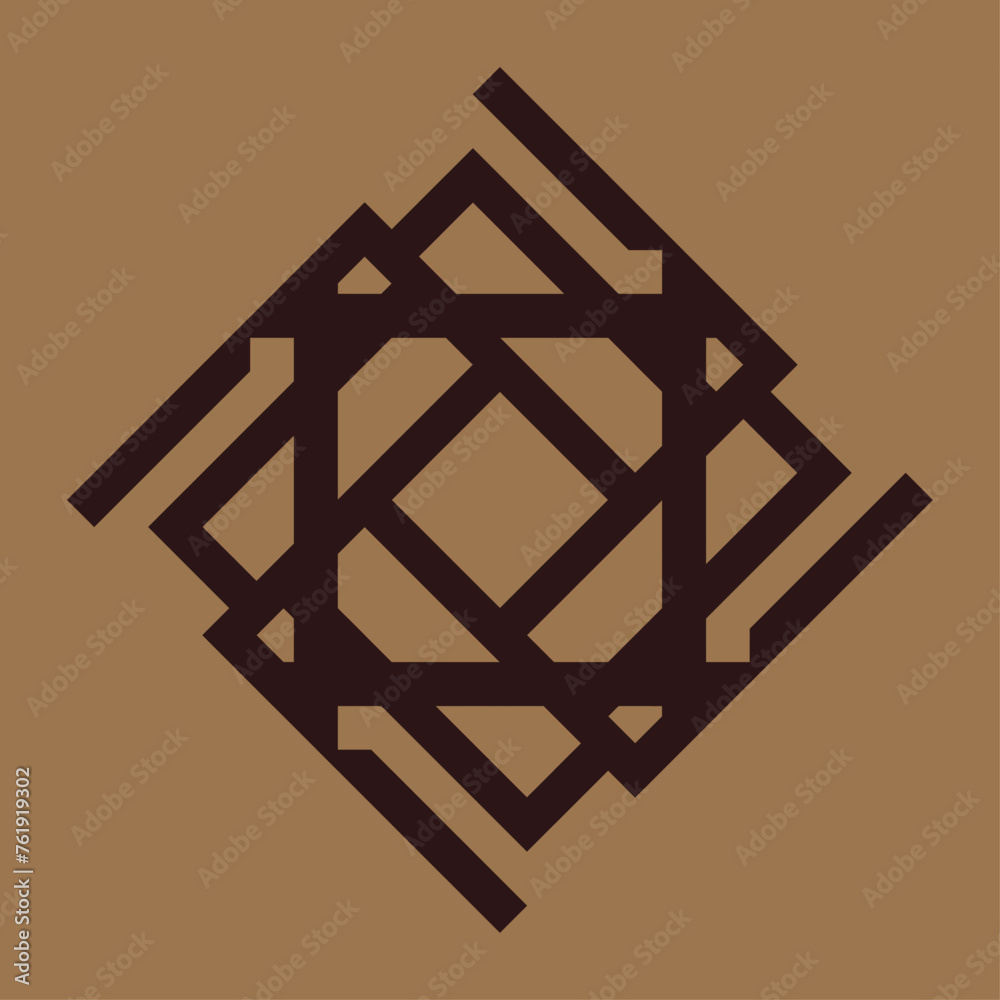 vector monogram design for ceramics or tiles with dark brown color and light brown background. vector monogram design for ceramics or tiles with dark brown color and light brown background.