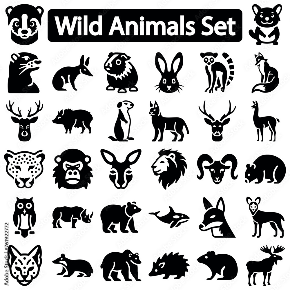 Wild animals icon set Wild animals icon set