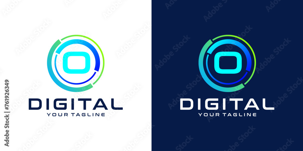 letter O logo design template technology, modern circle logo digital, technology, connection, data, media, circle line