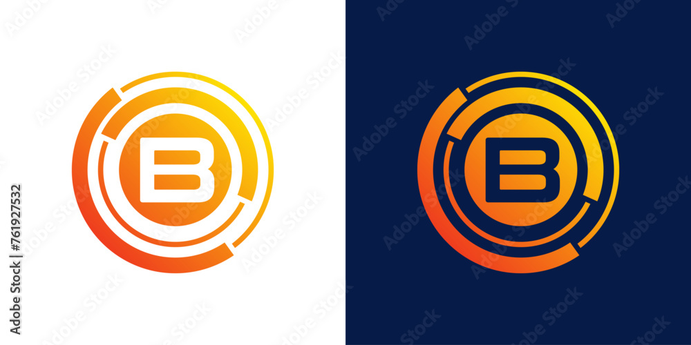 letter B technology logo, Abstract technology Circle Icon , logo design Media, data, digital connection vector Template