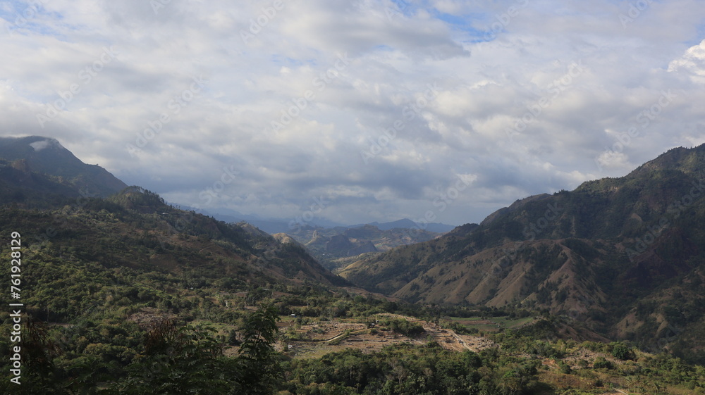 mountain panorama photo from the roadside, Enrekang Indonesia location.