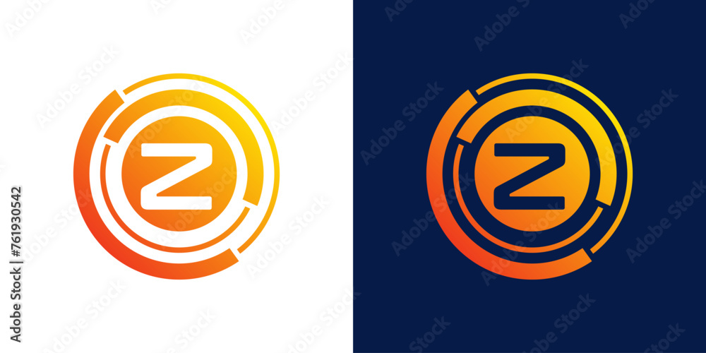 letter Z technology logo, Abstract technology Circle Icon , logo design Media, data, digital connection vector Template