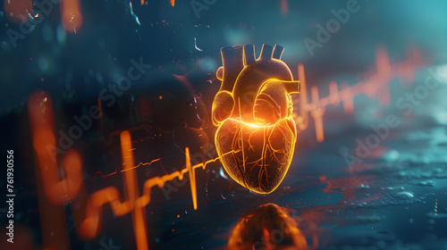 Interntaional Heart Month, world heart day, world health day, the heartbeat on the chart of the cardiogram, Generative Ai