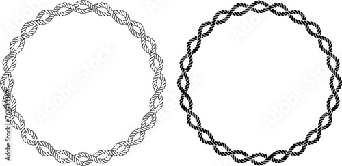 outline silhouette circular braided rope frame set with copy space