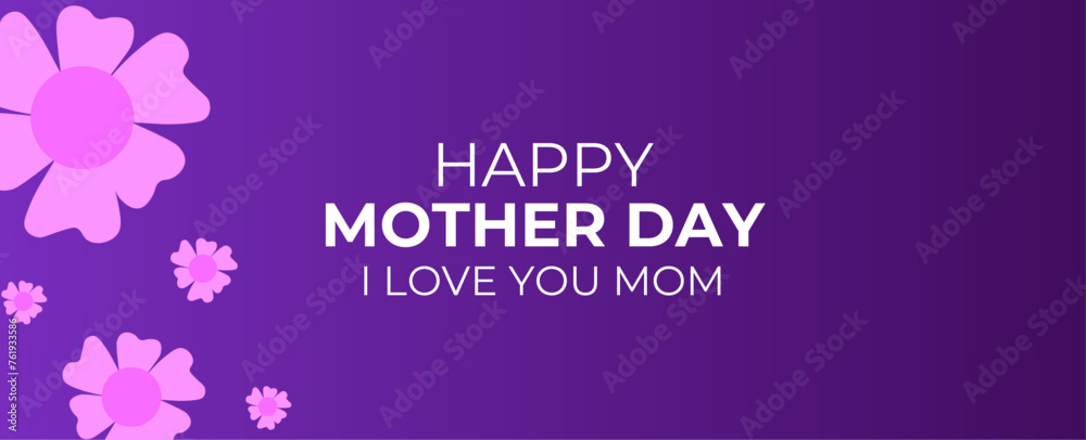 Mother's day greeting design with beautiful blossom flowers. purple background with hearts. Best Mom ever greeting card. fashion ads, poster, flyer, card, cover, poster. vector illustration
