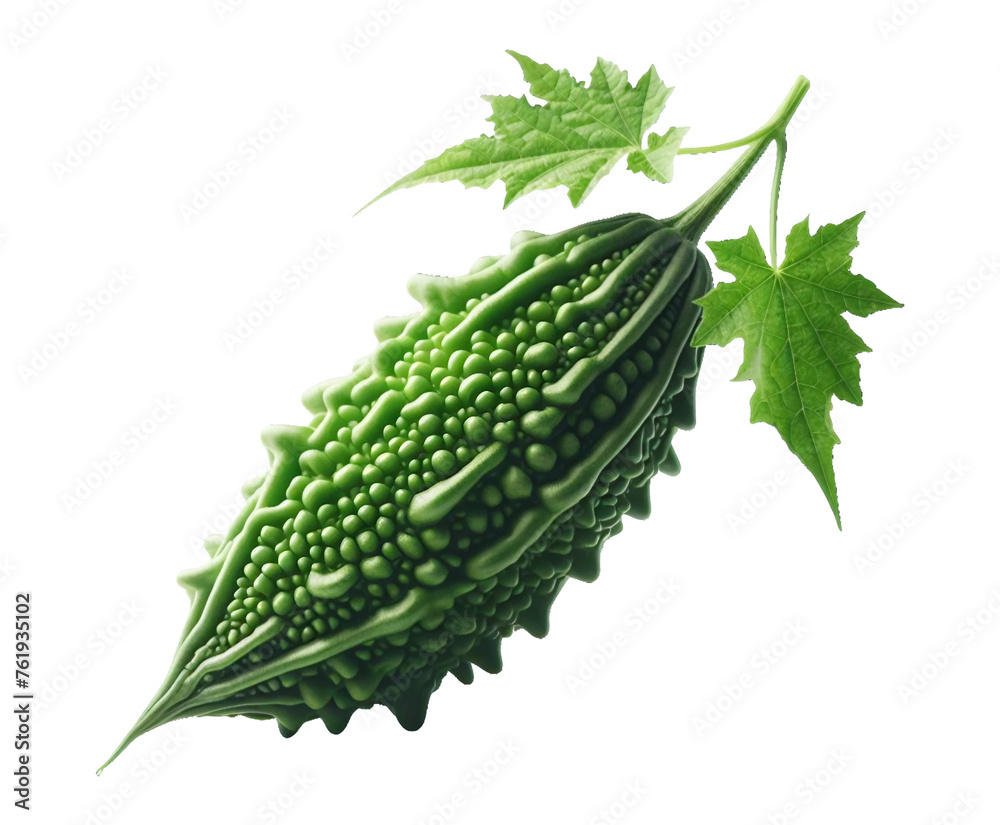Bitter melon slices with leaves on transparent background Ai generative Bitter melon slices with leaves on transparent background Ai generative
